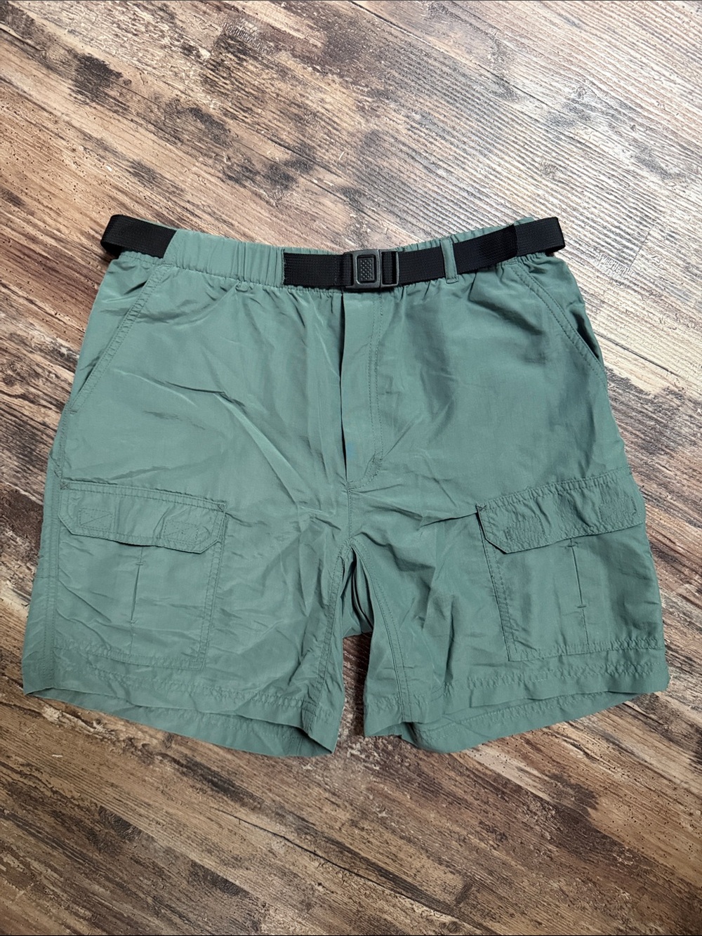 L.L. Bean Nylon Belted Utility Hiking Shorts Olive Green Size Small